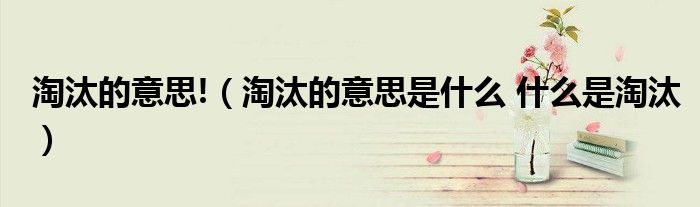 淘汰的意思!（淘汰的意思是什么 什么是淘汰）