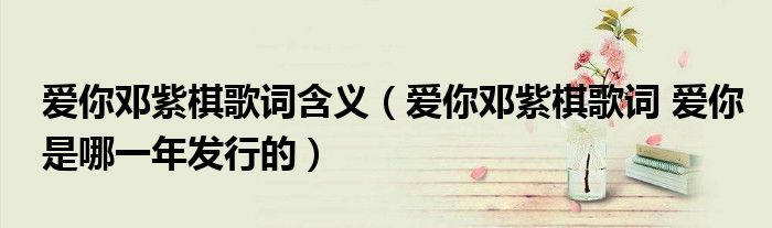 爱你邓紫棋歌词含义（爱你邓紫棋歌词 爱你是哪一年发行的）