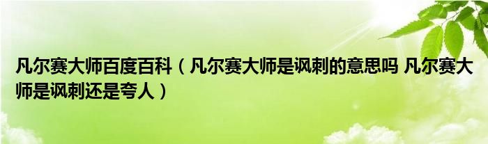 凡尔赛大师百度百科（凡尔赛大师是讽刺的意思吗 凡尔赛大师是讽刺还是夸人）