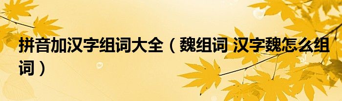 拼音加汉字组词大全（魏组词 汉字魏怎么组词）
