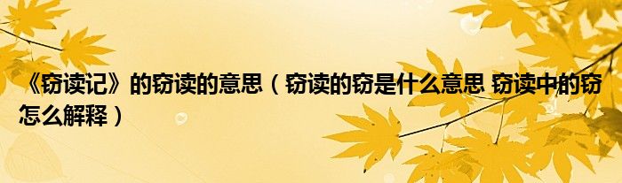《窃读记》的窃读的意思（窃读的窃是什么意思 窃读中的窃怎么解释）