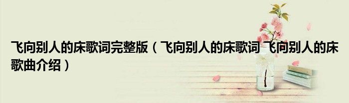 飞向别人的床歌词完整版（飞向别人的床歌词 飞向别人的床歌曲介绍）