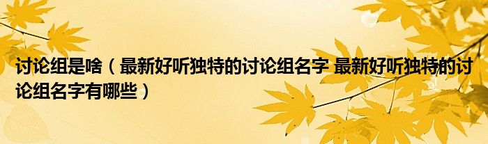 讨论组是啥（最新好听独特的讨论组名字 最新好听独特的讨论组名字有哪些）