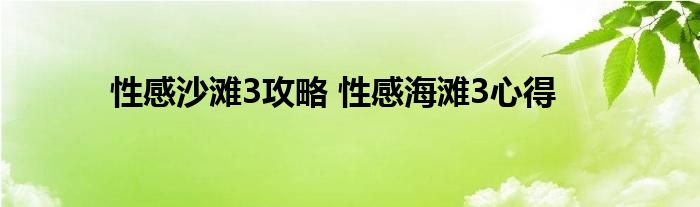 性感沙滩3攻略 性感海滩3心得