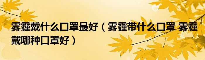 雾霾戴什么口罩最好（雾霾带什么口罩 雾霾戴哪种口罩好）