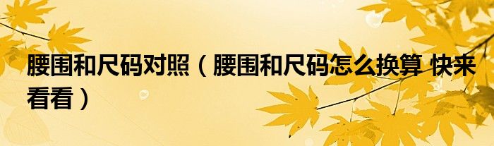 腰围和尺码对照（腰围和尺码怎么换算 快来看看）