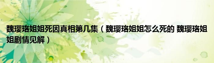 魏璎珞姐姐死因真相第几集（魏璎珞姐姐怎么死的 魏璎珞姐姐剧情见解）