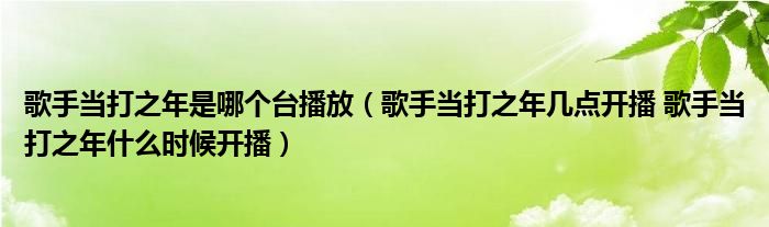 歌手当打之年是哪个台播放（歌手当打之年几点开播 歌手当打之年什么时候开播）