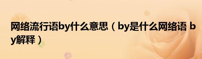 网络流行语by什么意思（by是什么网络语 by解释）