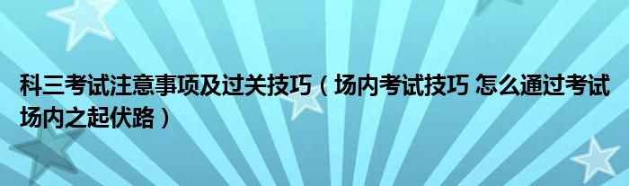 科三考试注意事项及过关技巧（场内考试技巧 怎么通过考试场内之起伏路）