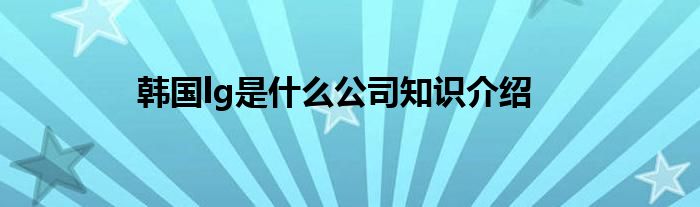 韩国lg是什么公司知识介绍