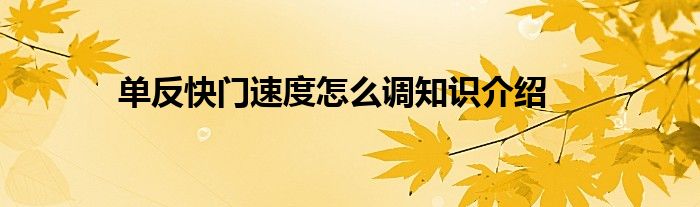 单反快门速度怎么调知识介绍