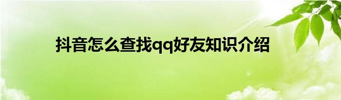 抖音怎么查找qq好友知识介绍
