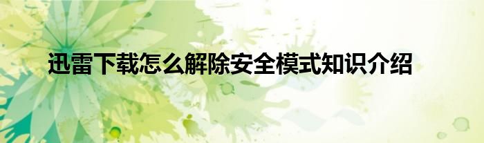 迅雷下载怎么解除安全模式知识介绍