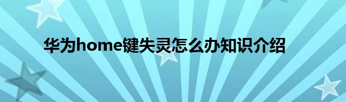 华为home键失灵怎么办知识介绍