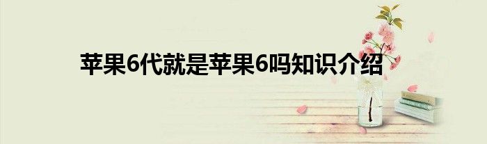 苹果6代就是苹果6吗知识介绍