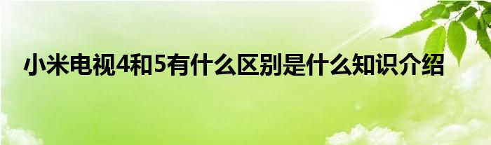 小米电视4和5有什么区别是什么知识介绍