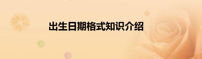 出生日期格式知识介绍