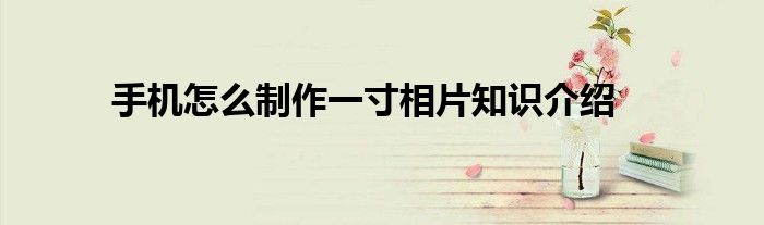 手机怎么制作一寸相片知识介绍