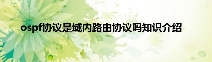 ospf协议是域内路由协议吗知识介绍