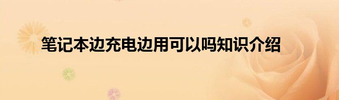 笔记本边充电边用可以吗知识介绍