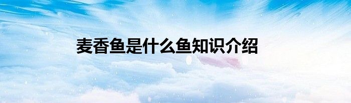 麦香鱼是什么鱼知识介绍