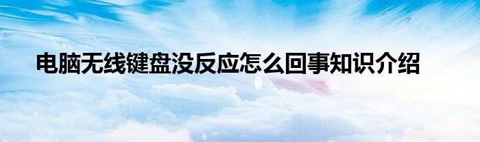 电脑无线键盘没反应怎么回事知识介绍