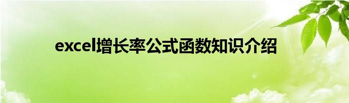 excel增长率公式函数知识介绍