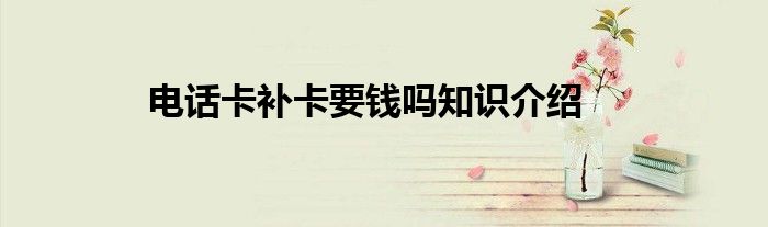 电话卡补卡要钱吗知识介绍
