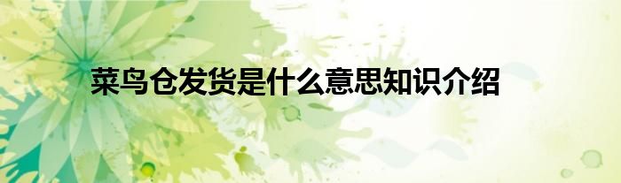 菜鸟仓发货是什么意思知识介绍
