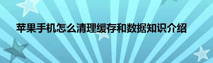 苹果手机怎么清理缓存和数据知识介绍