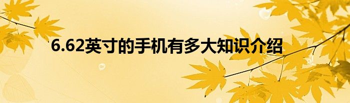 6.62英寸的手机有多大知识介绍