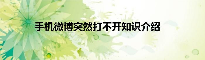 手机微博突然打不开知识介绍