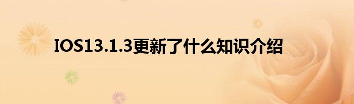 IOS13.1.3更新了什么知识介绍