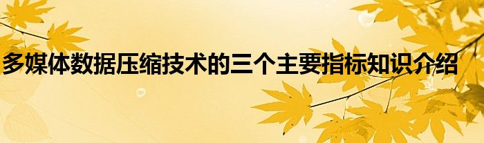 多媒体数据压缩技术的三个主要指标知识介绍