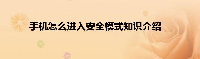手机怎么进入安全模式知识介绍