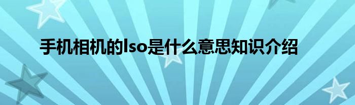 手机相机的lso是什么意思知识介绍
