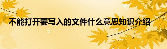 不能打开要写入的文件什么意思知识介绍
