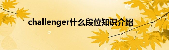 challenger什么段位知识介绍