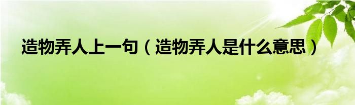 造物弄人上一句（造物弄人是什么意思）