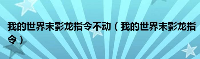 我的世界末影龙指令不动（我的世界末影龙指令）