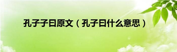 孔子子曰原文（孔子曰什么意思）
