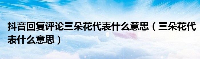 抖音回复评论三朵花代表什么意思（三朵花代表什么意思）