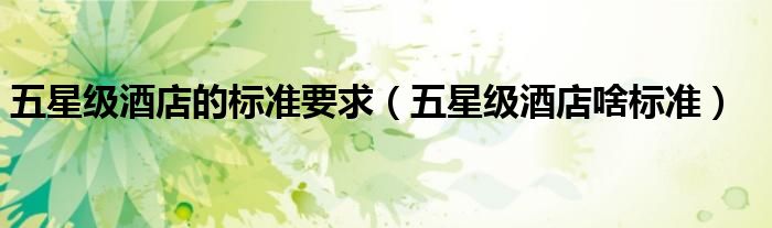 五星级酒店的标准要求（五星级酒店啥标准）