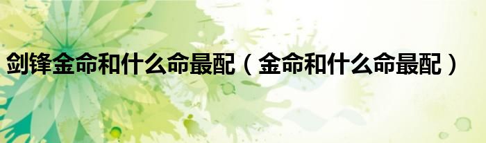 剑锋金命和什么命最配（金命和什么命最配）