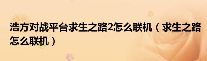 浩方对战平台求生之路2怎么联机（求生之路怎么联机）