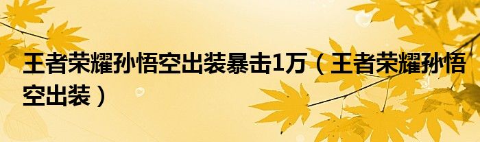王者荣耀孙悟空出装暴击1万（王者荣耀孙悟空出装）