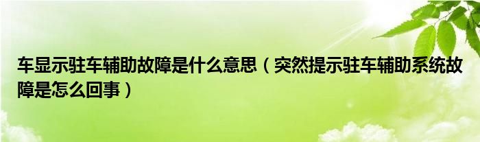 车显示驻车辅助故障是什么意思（突然提示驻车辅助系统故障是怎么回事）