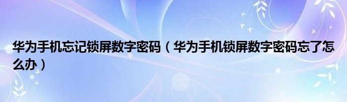 华为手机忘记锁屏数字密码（华为手机锁屏数字密码忘了怎么办）