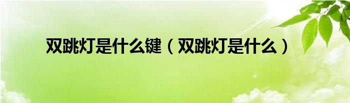 双跳灯是什么键（双跳灯是什么）